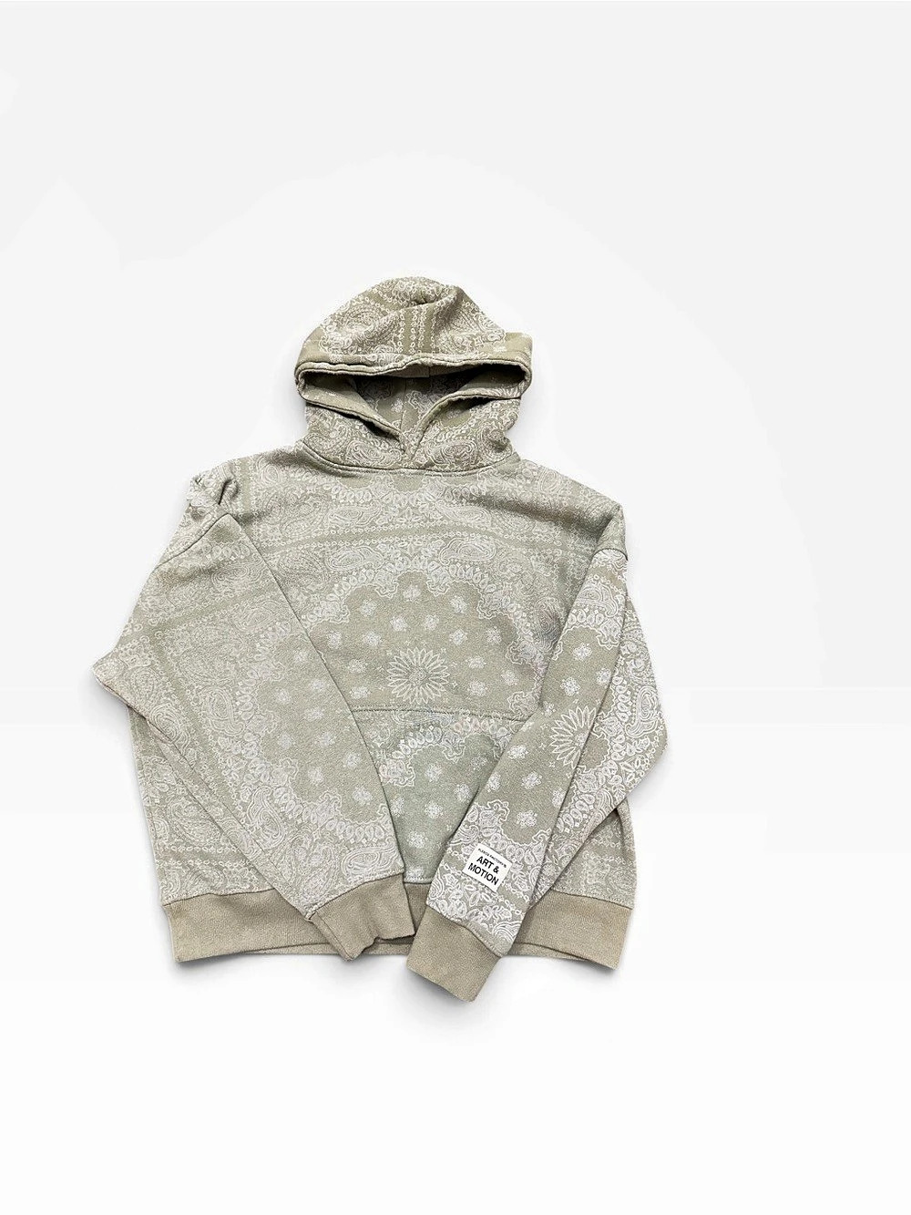Art & Motion Fleece Factory Paisley Bandana Hoodie Green Small